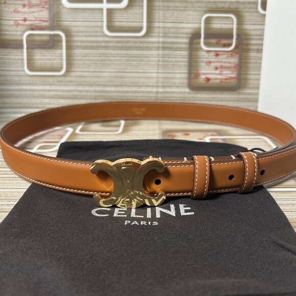 Brown Celine Triomphe Buckle Belt - Picture 1 of 8